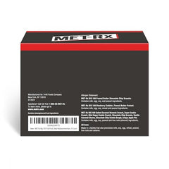 MET-Rx Big 100 trial pack back panel, nutrition details to support daily fueling.