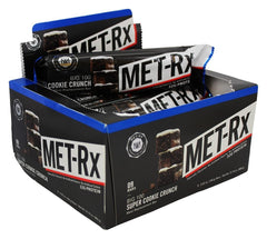MET-Rx Colossal Cookie Crunch close-up highlighting the bar's texture and flavor.