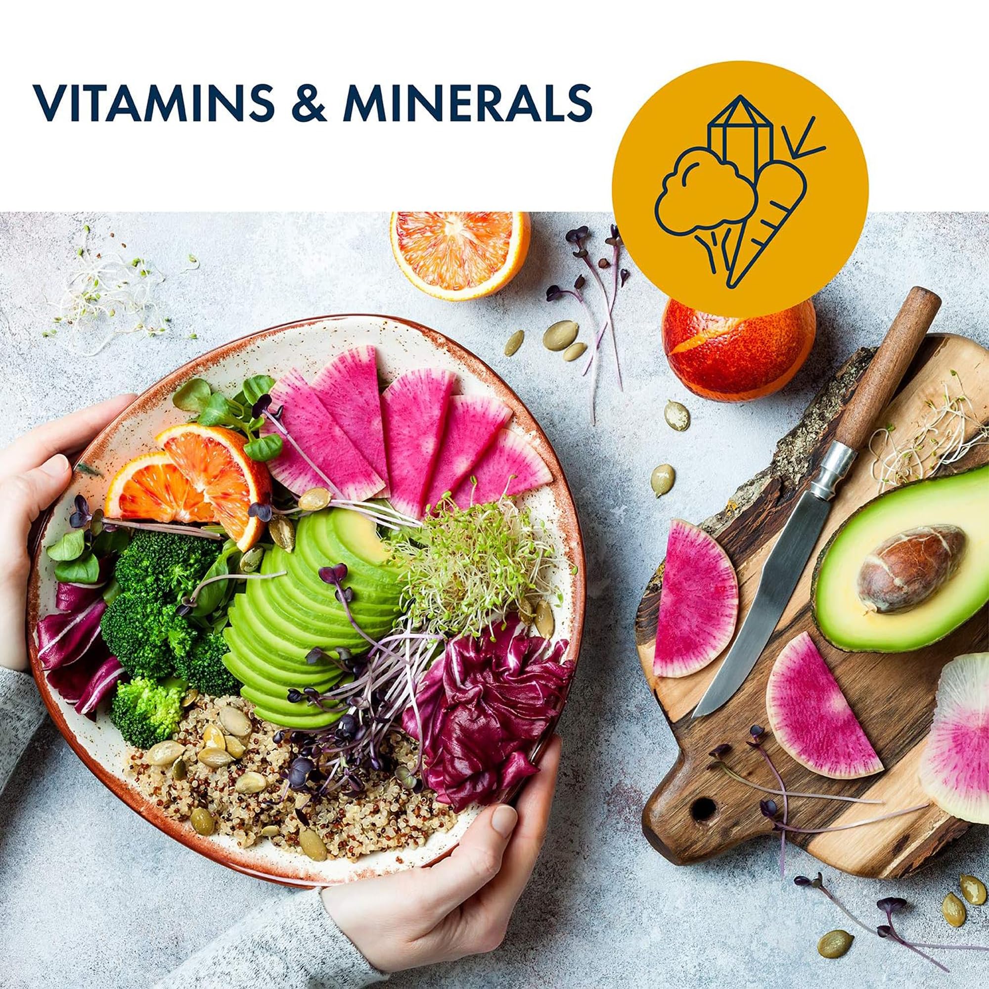Metabolic Maintenance Base Powder label closeup emphasizes active vitamins and chelated minerals for bioavailability.