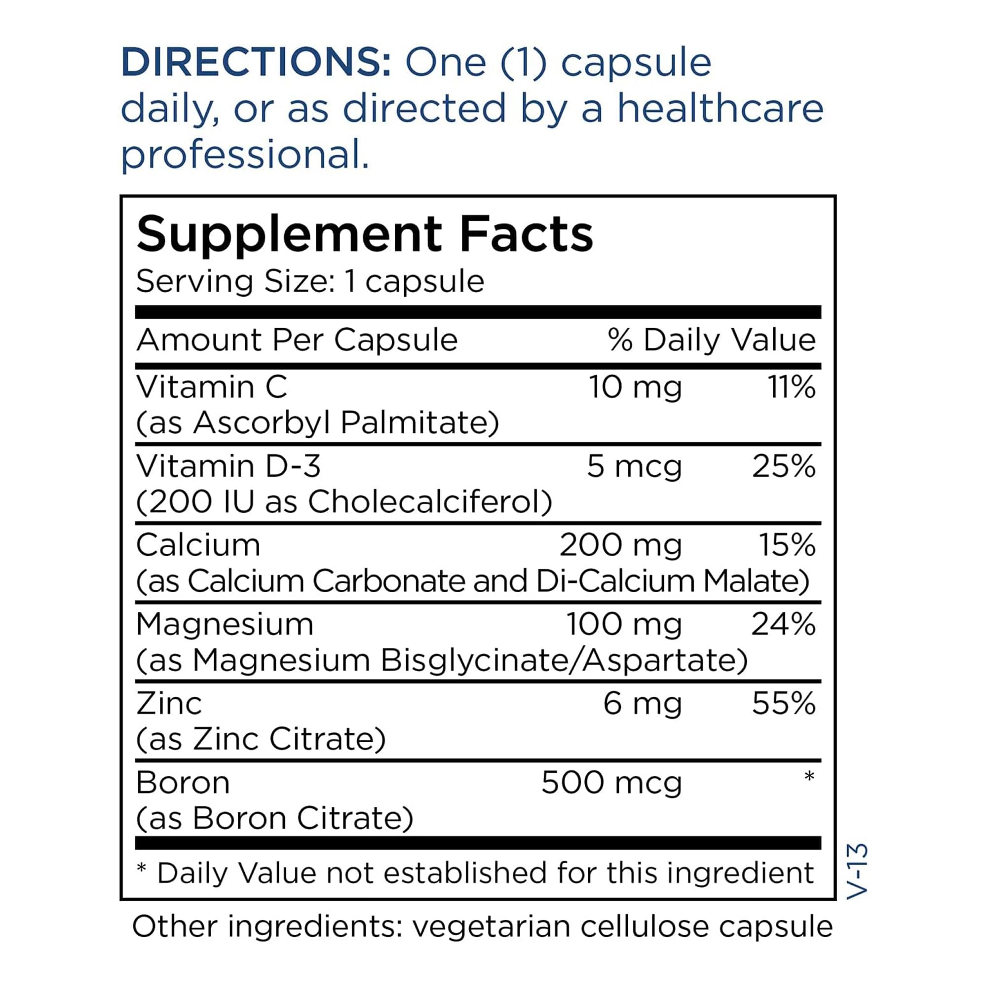 Back-label details show calcium, magnesium, zinc, and vitamin D3 information for informed use.