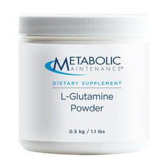 Metabolic Maintenance L-Glutamine powder in a jar for daily gut support.