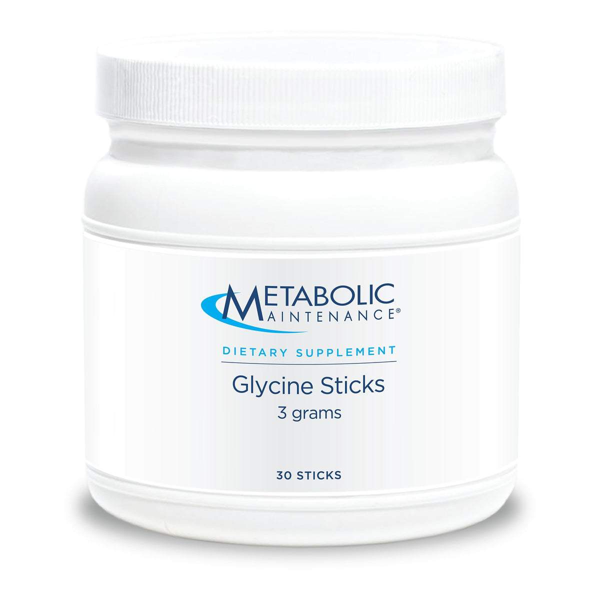 Metabolic Maintenance Glycine Sticks bottle with on-the-go 3g doses for convenient use.