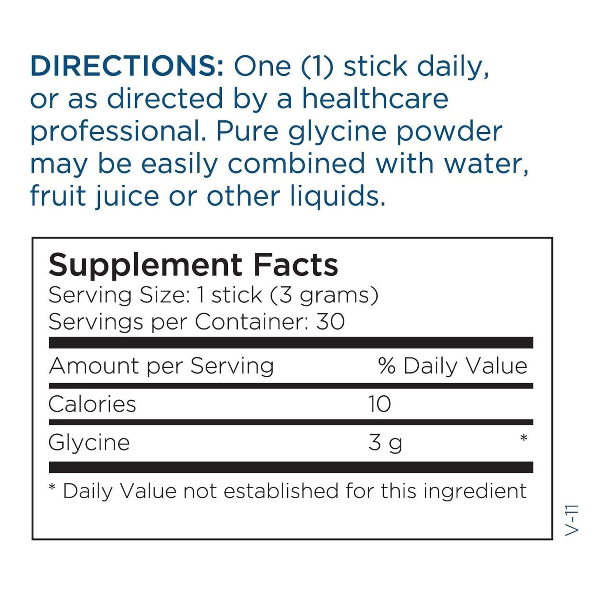 Metabolic Maintenance Glycine Sticks packaging with 30 sticks for daily use.