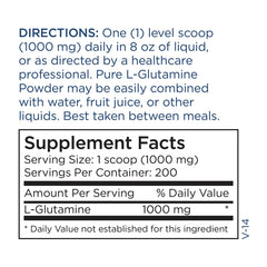 Metabolic Maintenance L-Glutamine powder close-up, unflavored formula ideal for versatile use.
