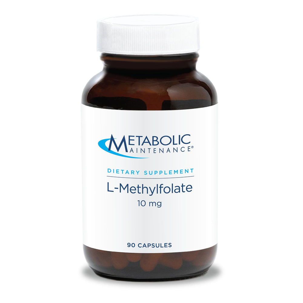 Metabolic Maintenance L-Methylfolate bottle front for daily focus and calm support.