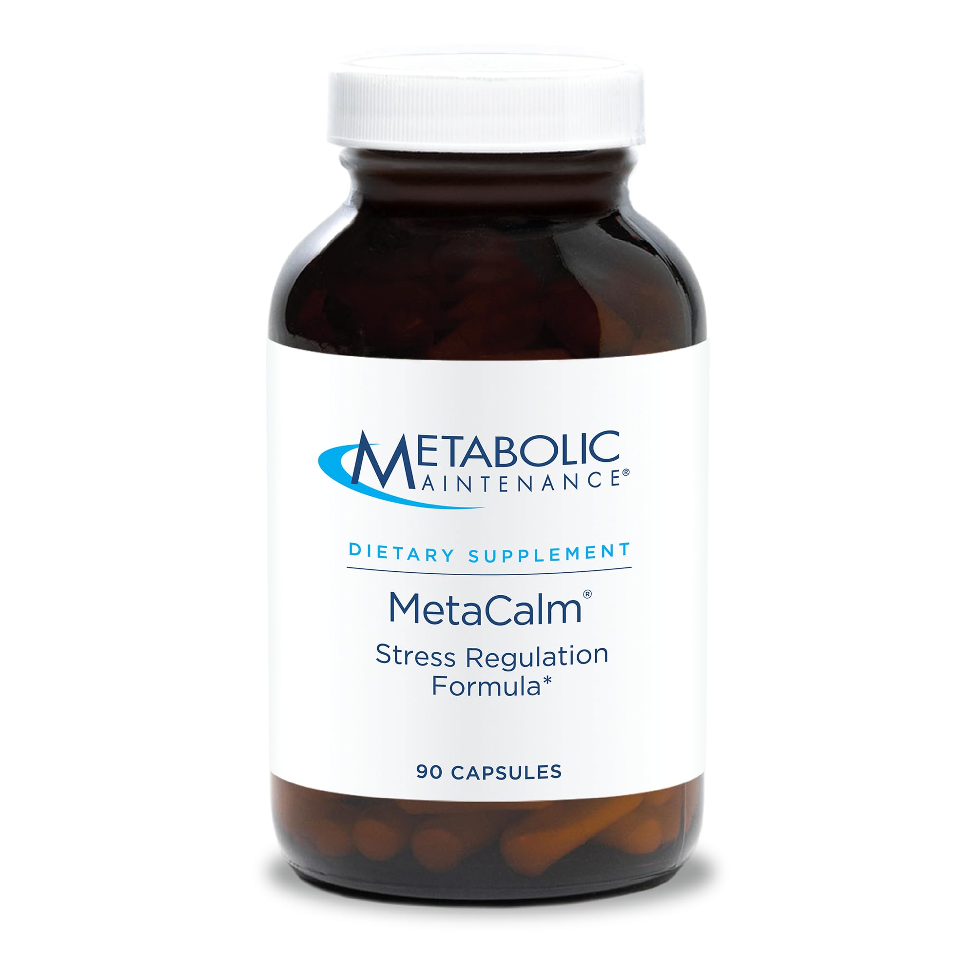 Metabolic Maintenance MetaCalm capsules close-up suggesting calm support