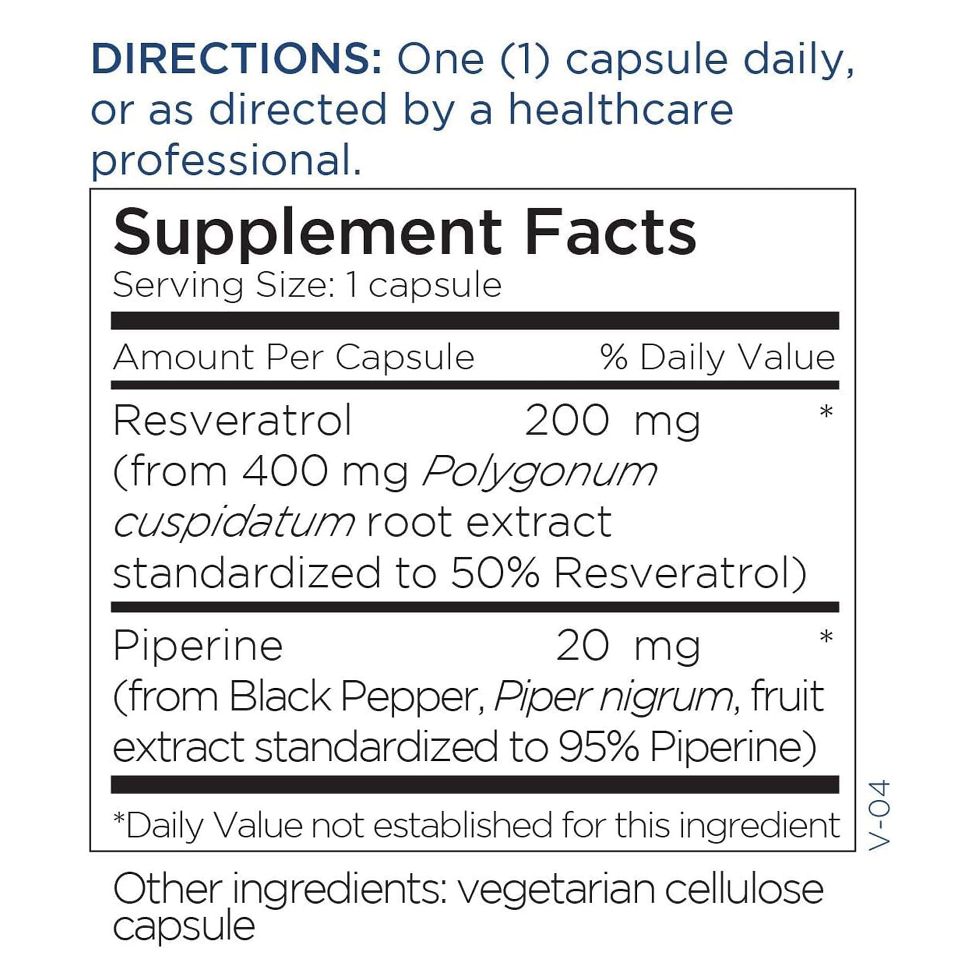 Metabolic Maintenance Resveratrol capsules closeup showing 200 mg dose for antioxidant activity.