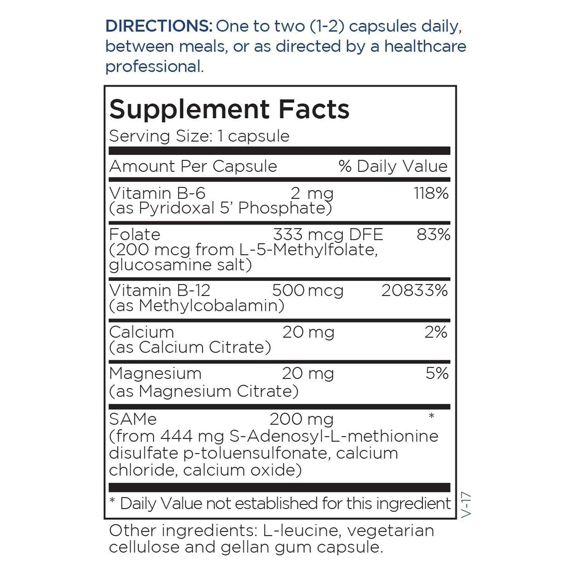 Metabolic Maintenance Same Cofactors serving area demonstrates easy two-capsule dosing.