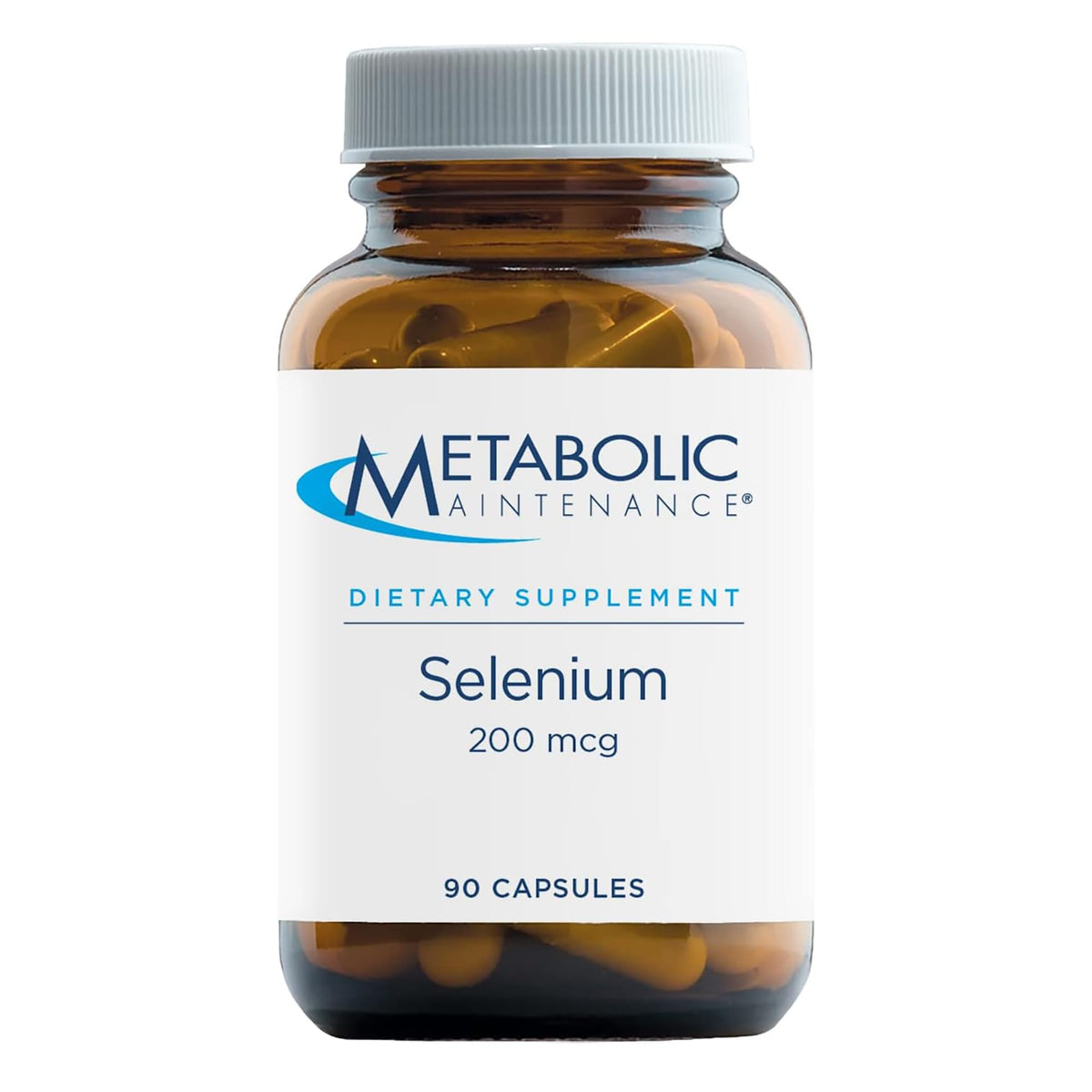 Metabolic Maintenance Selenium bottle displaying 200 mcg capsules for thyroid support.