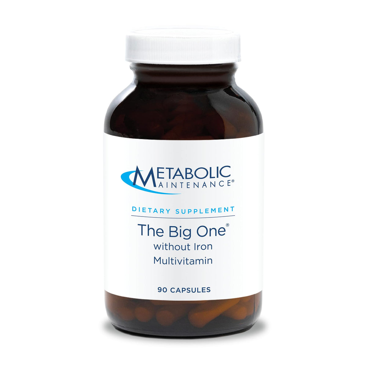 Metabolic Maintenance The Big One bottle front, convenient daily iron-free supplement.