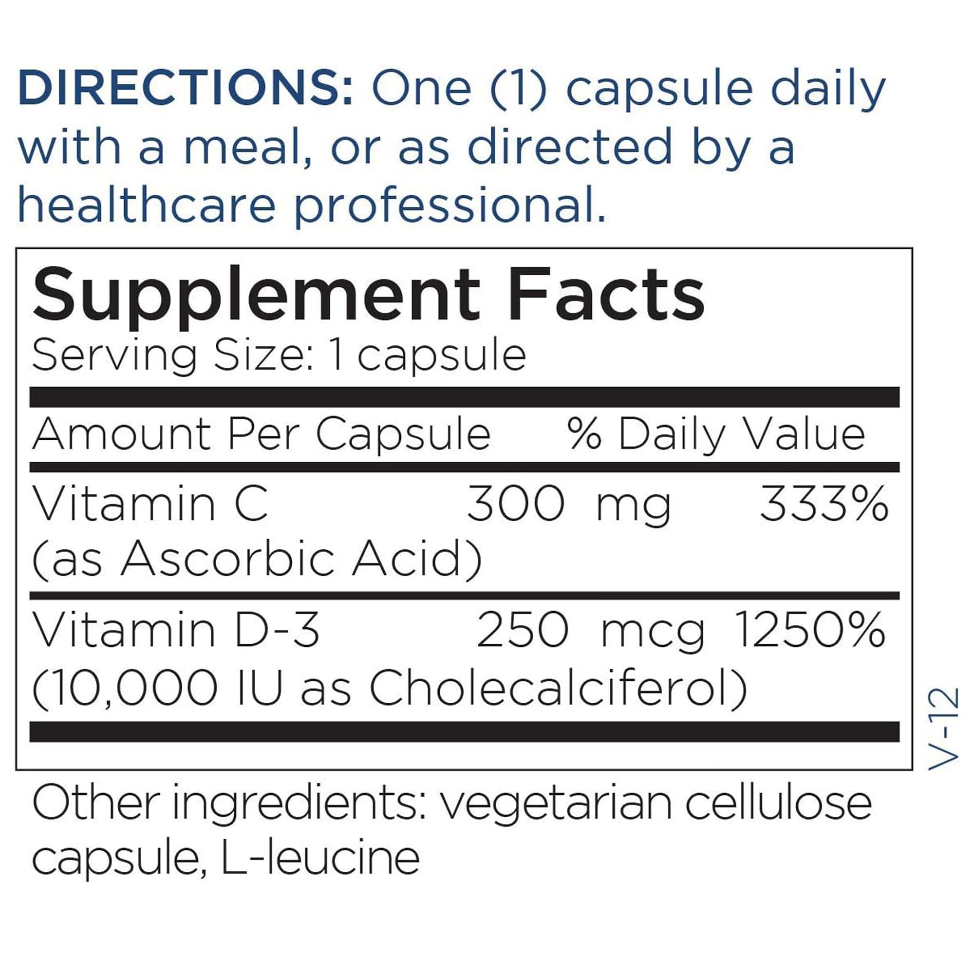 Metabolic Maintenance Vitamin D3 label notes 10,000 IU and vitamin C.