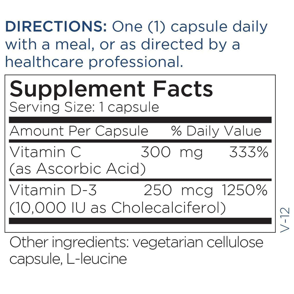 Metabolic Maintenance Vitamin D3 label notes 10,000 IU and vitamin C.