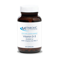 Metabolic Maintenance Vitamin D3 K2 bottle highlights high potency for bone support