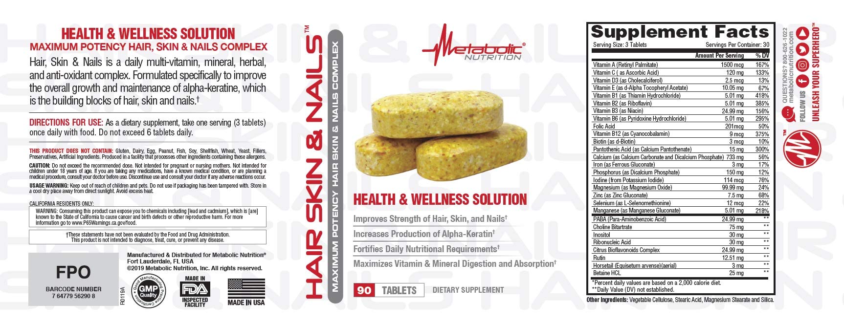 Metabolic Nutrition alpha-keratin boost highlights keratin support.