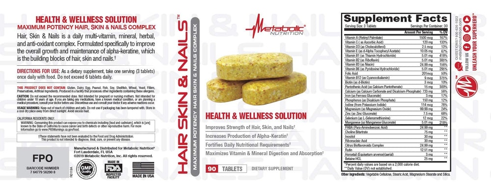 Metabolic Nutrition alpha-keratin boost highlights keratin support.