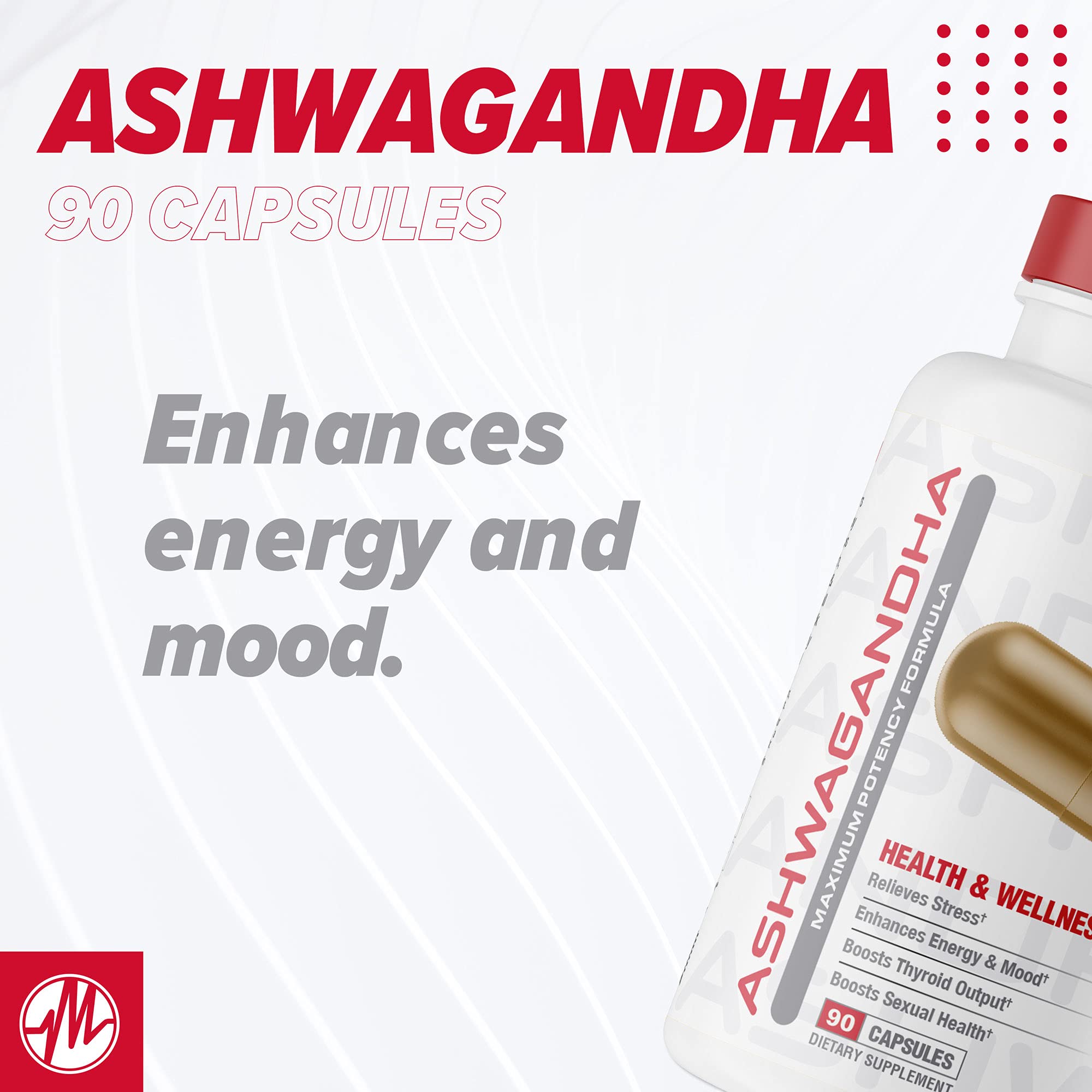 Product label highlighting organic Ashwagandha ingredients.
