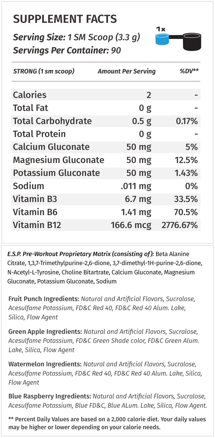 Metabolic Nutrition ESP powder pouring into a glass to illustrate zero sugar.