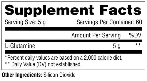 Metabolic Nutrition Glutamine scoop in tub shows convenient serving for gut health.