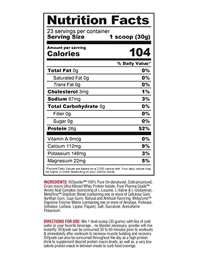 Metabolic Nutrition ISO PWDR Birthday Cake powder ideal for fast mixing in shakes.