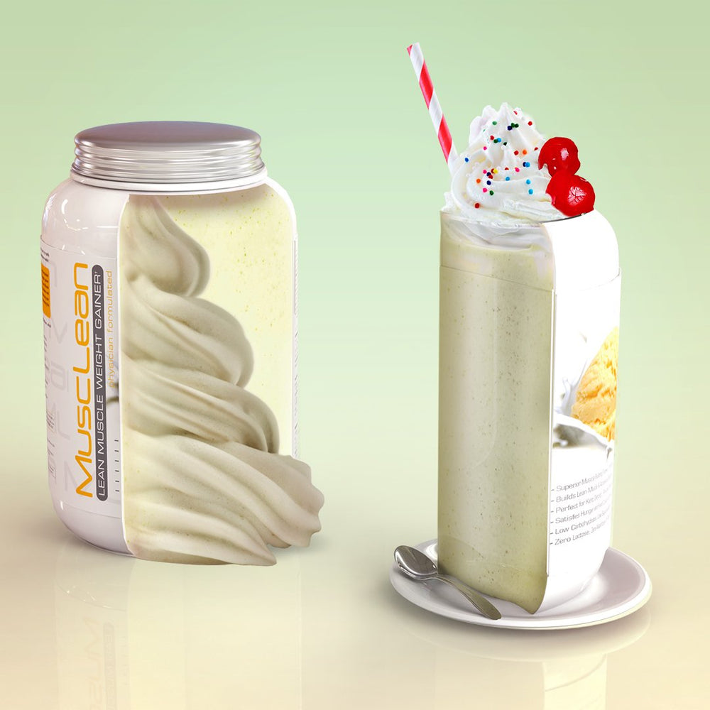 MuscLean ingredients panel with enzyme-coated protein for digestion.