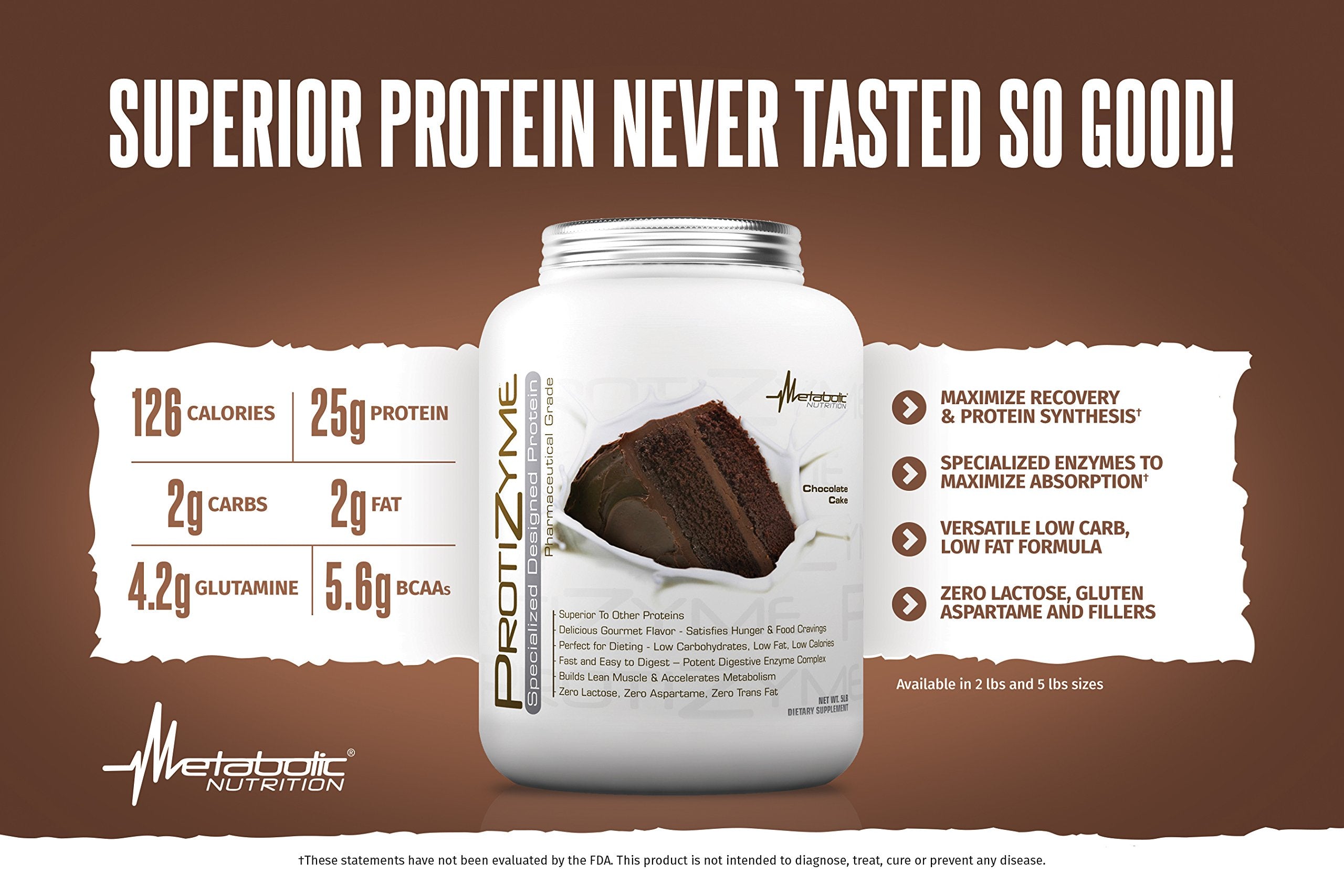 Metabolic Nutrition Protizyme Chocolate Cake bottle for post workout shakes