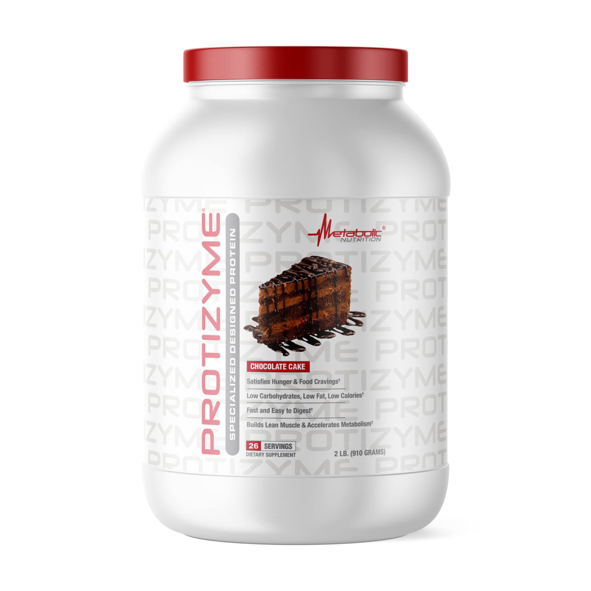 Protizyme whey tin front by Metabolic Nutrition highlighting high-protein formula