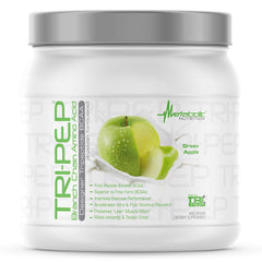Metabolic Nutrition Tri-Pep bottle with green apple flavor for post-workout recovery