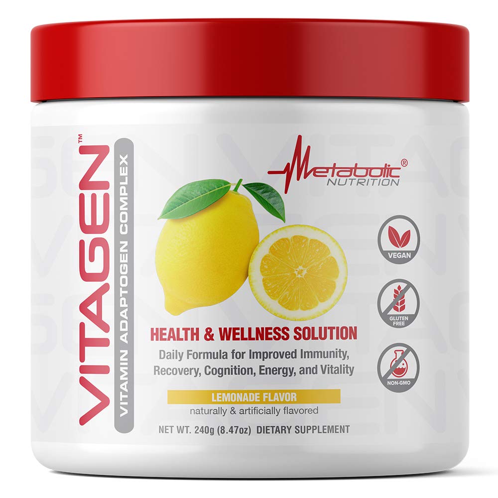Metabolic Nutrition Vitagen bottle front for daily wellness with vitamin adaptogens.