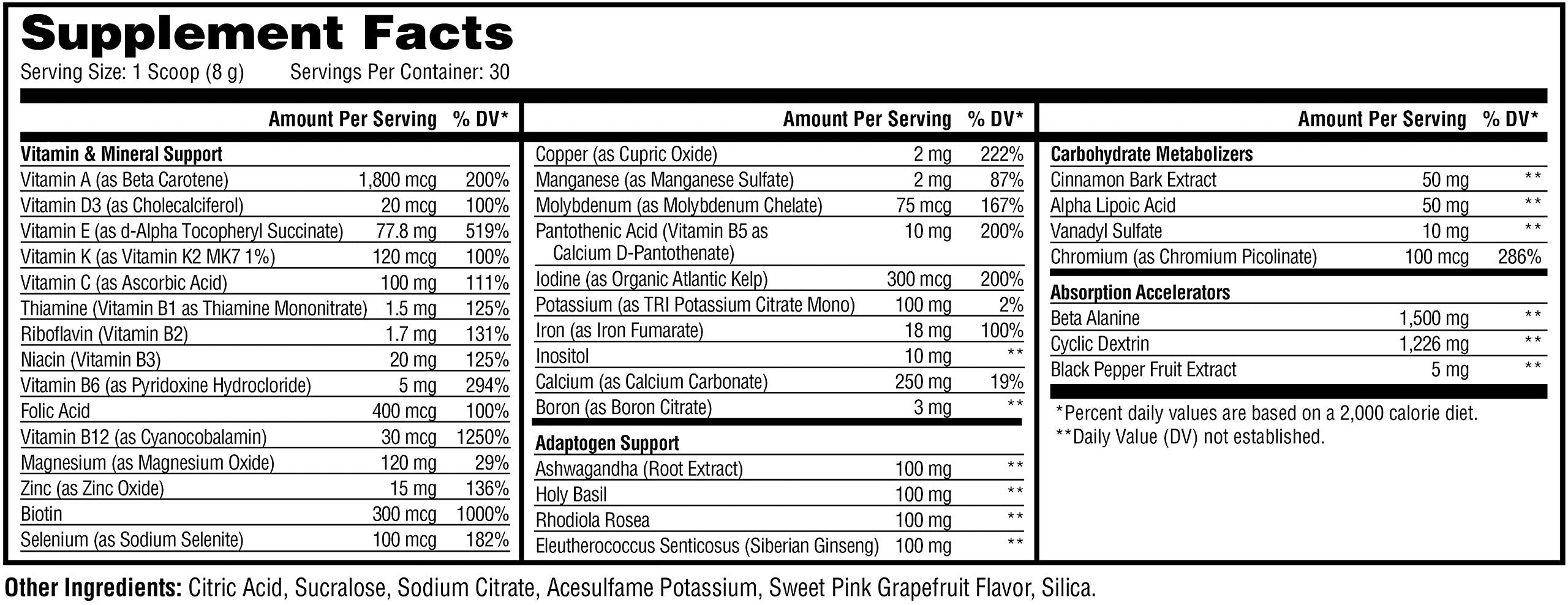 Metabolic Nutrition Vitagen bottle emphasizes compact 240 g container for on-the-go wellness