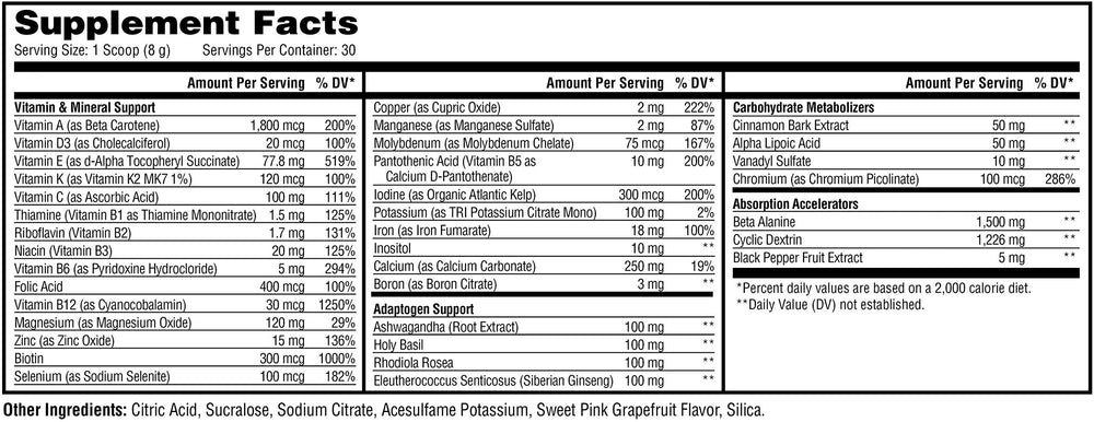 Metabolic Nutrition Vitagen bottle emphasizes compact 240 g container for on-the-go wellness