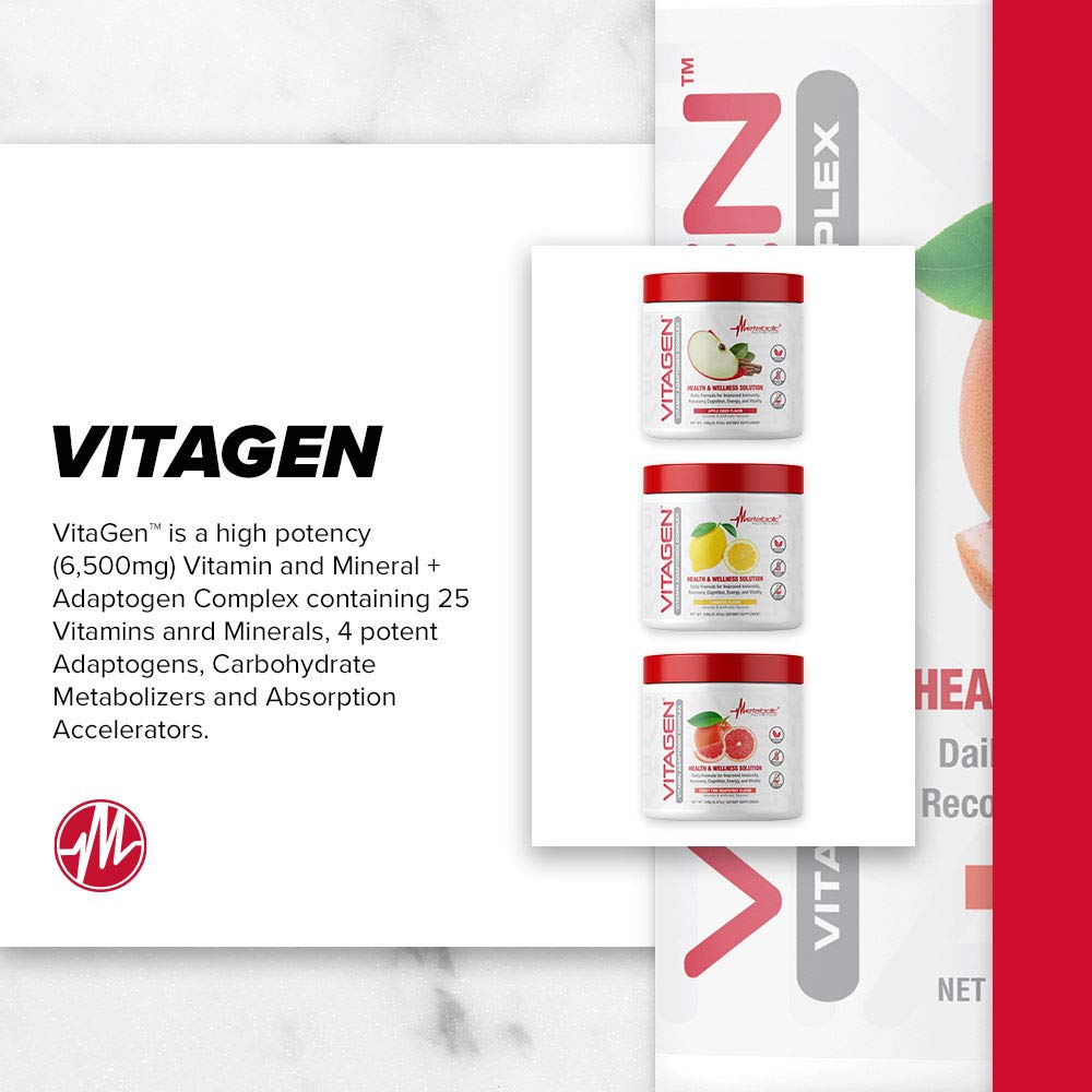 Vitagen jar open reveals powder ready for dosing.