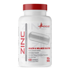 Metabolic Nutrition zinc 75mg bottle shows immune support potential for daily use.