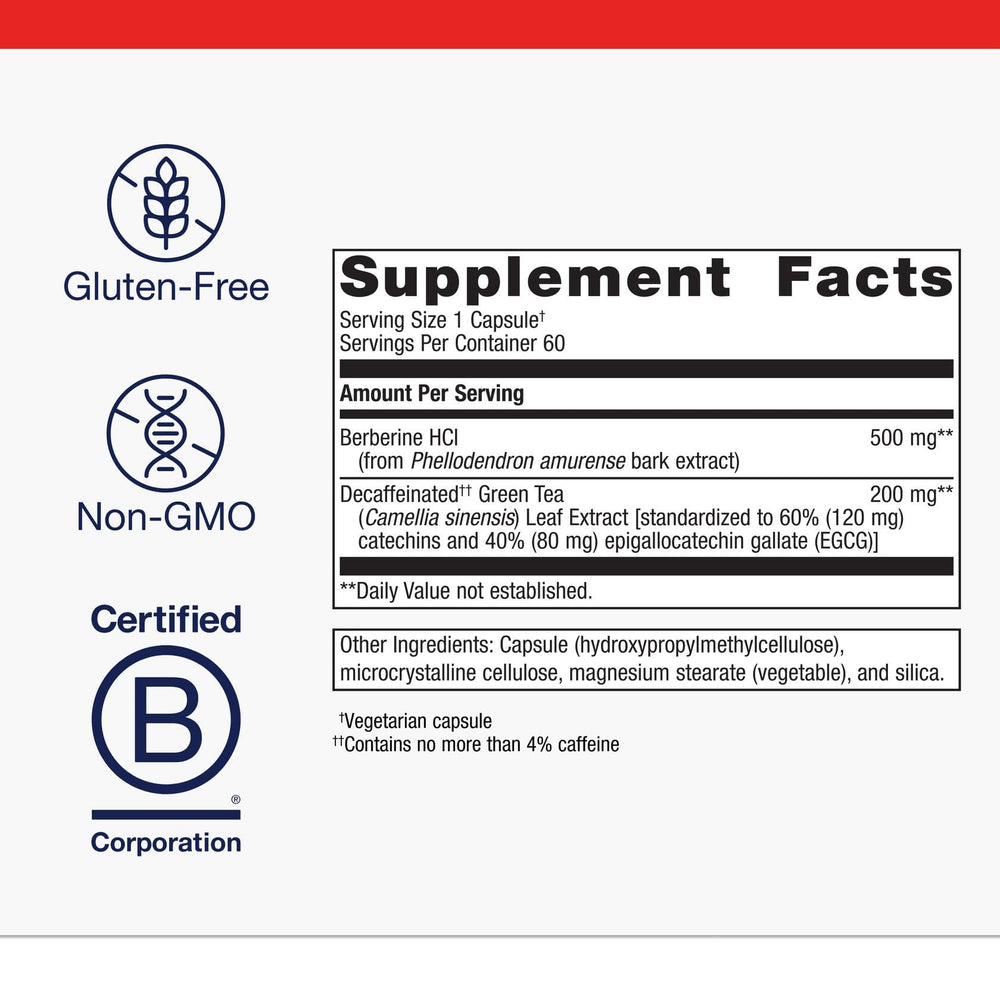 Capsules closeup of Metagenics Berberine GT, vegetarian formula for heart health support.
