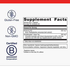 Capsules closeup of Metagenics Berberine GT, vegetarian formula for heart health support.