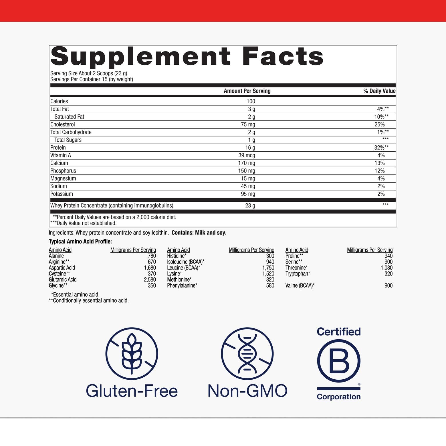 Metagenics BioPure Protein label detail shows immunoglobulins and clean, non-GMO formula.