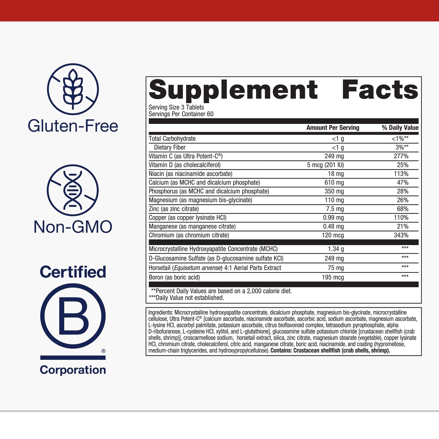 Metagenics Bone Builder Active bottle label showing core minerals