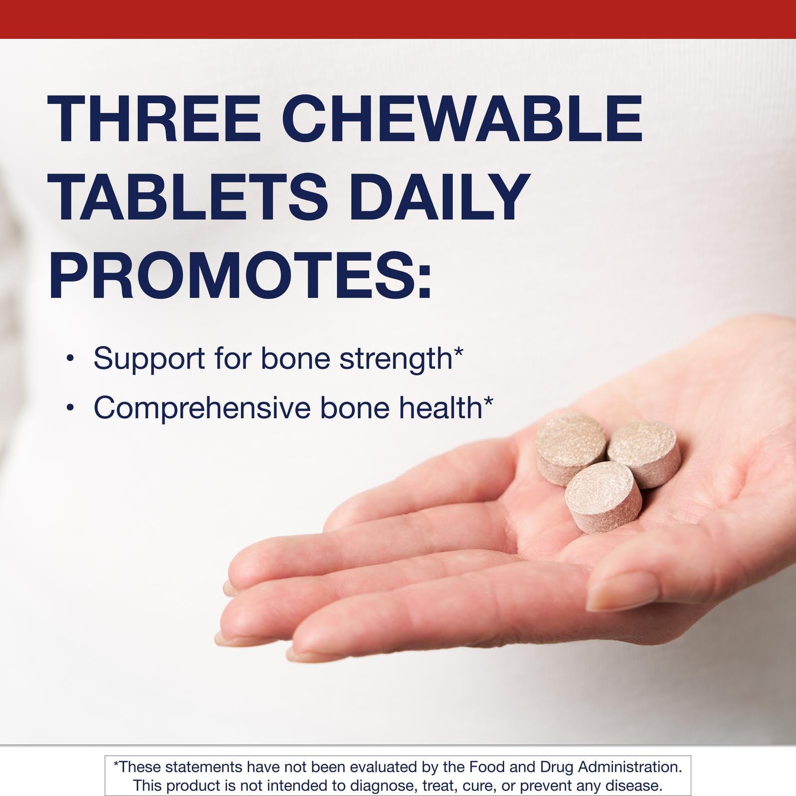 Metagenics Bone Builder chewables with calcium and vitamin D for teeth health in daily use