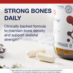 Metagenics Bone Builder Plus calcium and phosphorus visual suggests mineral balance for bones.