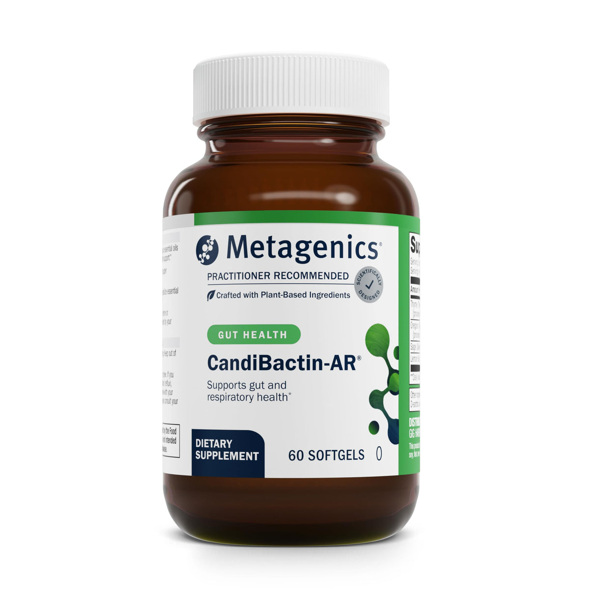 Metagenics CandiBactin-AR bottle front view for daily gut support.