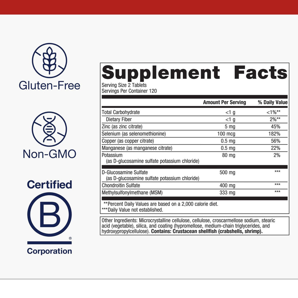 Metagenics ChondroCare bottle label close-up with antioxidant minerals