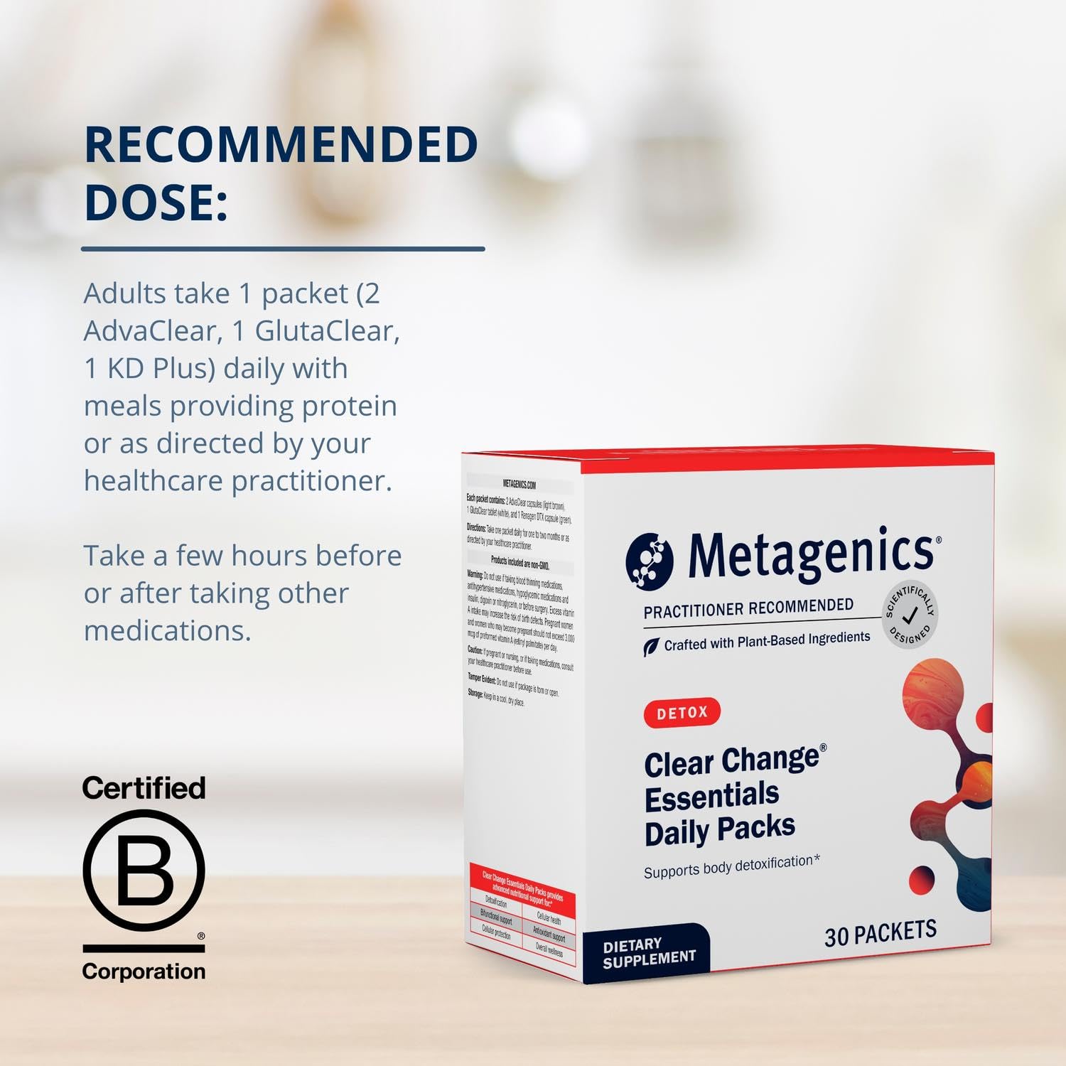 Metagenics Clear Change Daily Essentials packets ready for easy daily gut support