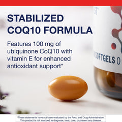 Non-GMO labeling on Metagenics CoQ10 ST-100 highlights purity.