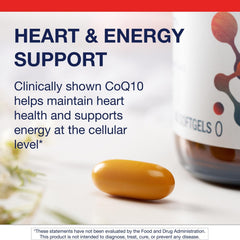 Metagenics CoQ10 ST-200 packaging on shelf signaling GMP-certified supplement.