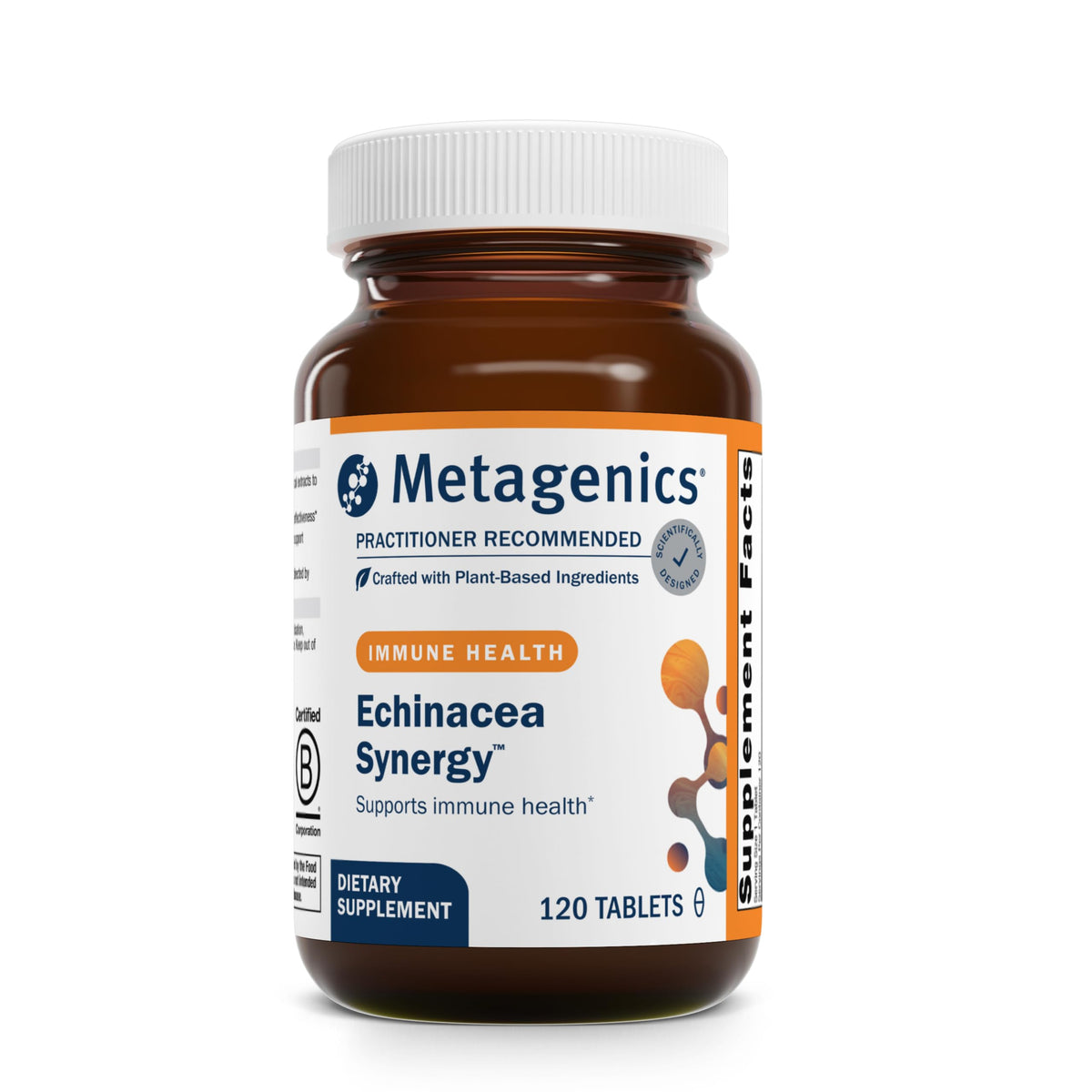 Metagenics Echinacea Synergy bottle label highlighting immune support blend.