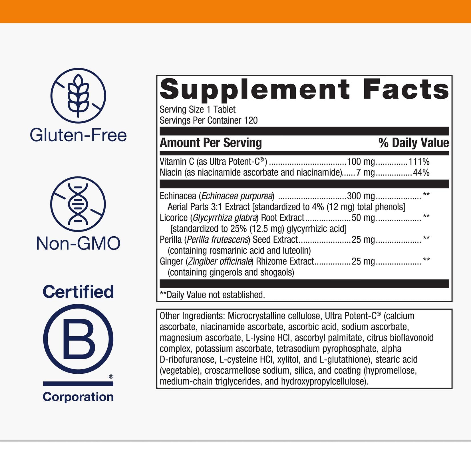 Metagenics Echinacea Synergy tablets close up for everyday immune support.