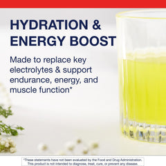 Glass showing Metagenics Endura lemonade dissolving for refreshing hydration after training