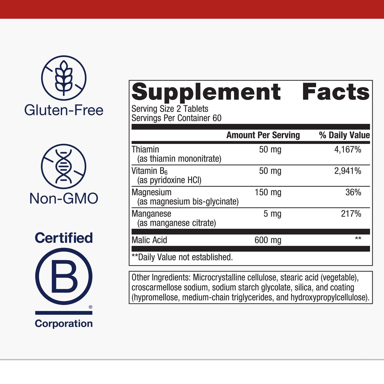 Close-up of Metagenics Fibroplex bottle label showing chelated minerals and vitamins