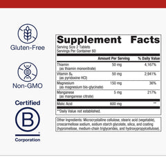 Close-up of Metagenics Fibroplex bottle label showing chelated minerals and vitamins