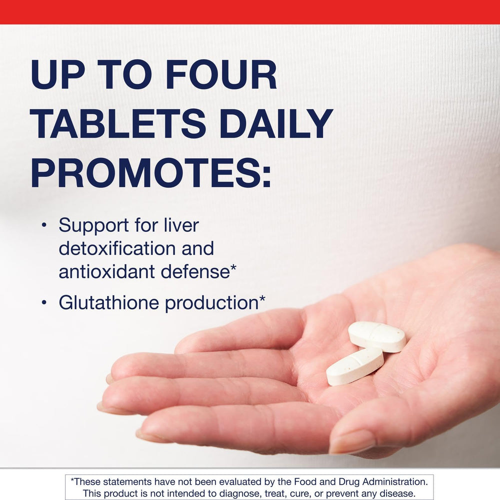 Metagenics GlutaClear tablets scattered illustrating convenient daily dosage
