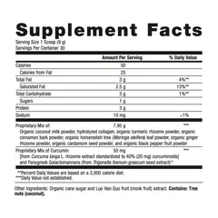 Metagenics curcumin powder scoop showing a 9 g serving.